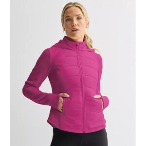 TEK GEAR  NEW ADAPTIVE MIXED MEDIA HOODED JACKET ZIP FRONT COAT WOMENS